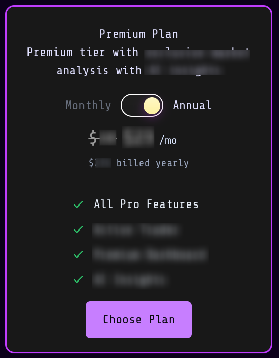 Figure 6: Premium Plan Yearly