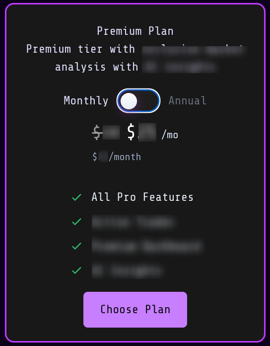 Figure 3: Premium Plan Monthly